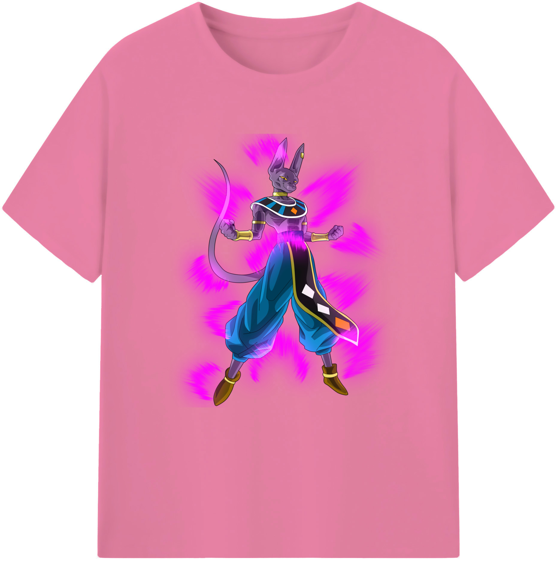 （画像用） ドラゴンボール ビルス 破壊神ビルス DRAGON BALL Beerus Birusu 綿100％半袖Tシャツ（フロントプリント）